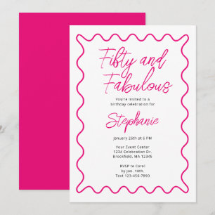 Vijftig en Fabulous Roze Script Kaart