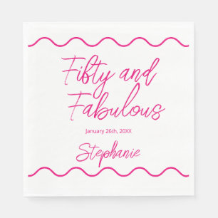 Vijftig en Fabulous Roze Script Servet