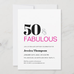 Vijftig en Fabulous Roze Typografie 50 Verjaardag Kaart