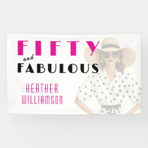 Vijftig en Fabulous Roze Zwart 50ste Verjaardag Ba Spandoek