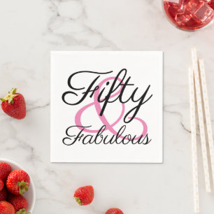Vijftig en Fabulous Roze Zwart 50ste Verjaardagsfe Servet