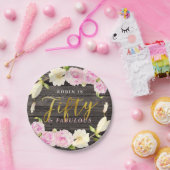 Vijftig- en Fabulous-Rustic Floral-Birthday Party Papieren Bordje (Feest)