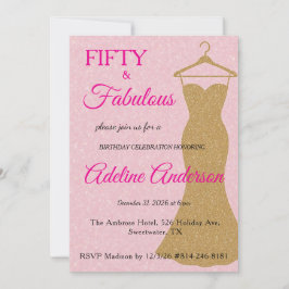 Vijftig en Fabulous Schrift Roze Goud 50ste Verjaa Kaart