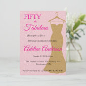 Vijftig en Fabulous Schrift Roze Goud 50ste Verjaa Kaart (Staand voorkant)