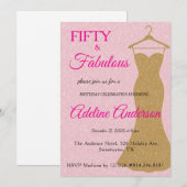 Vijftig en Fabulous Schrift Roze Goud 50ste Verjaa Kaart (Voorkant / Achterkant)