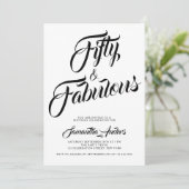 Vijftig en Fabulous Script 50e verjaardagsfeestje Kaart (Staand voorkant)