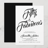 Vijftig en Fabulous Script 50e verjaardagsfeestje Kaart (Voorkant / Achterkant)