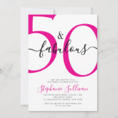 Vijftig en Fabulous Script 50e verjaardagsfeestje Kaart (Voorkant)
