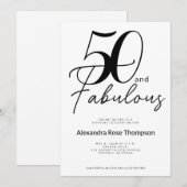 Vijftig en Fabulous Script 50e verjaardagsfeestje Kaart (Voorkant / Achterkant)