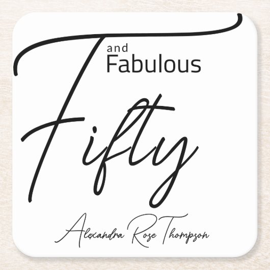 Vijftig en Fabulous Script 50e verjaardagsfeestje Kartonnen Onderzetters (Voorkant)