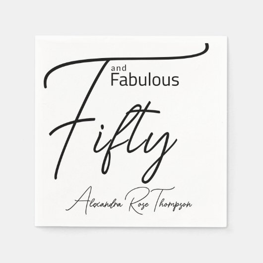 Vijftig en Fabulous Script 50e verjaardagsfeestje Servet (Voorkant)