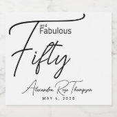 Vijftig en Fabulous Script 50e verjaardagsfeestje Sparkling Wijnetiket (Enkel label)