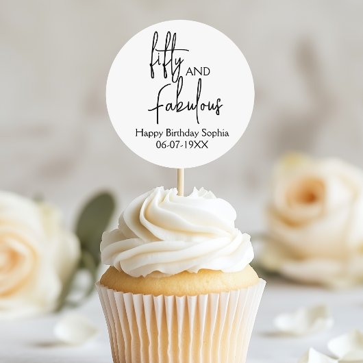Vijftig en Fabulous Script 50ste verjaardag Modern Ronde Sticker