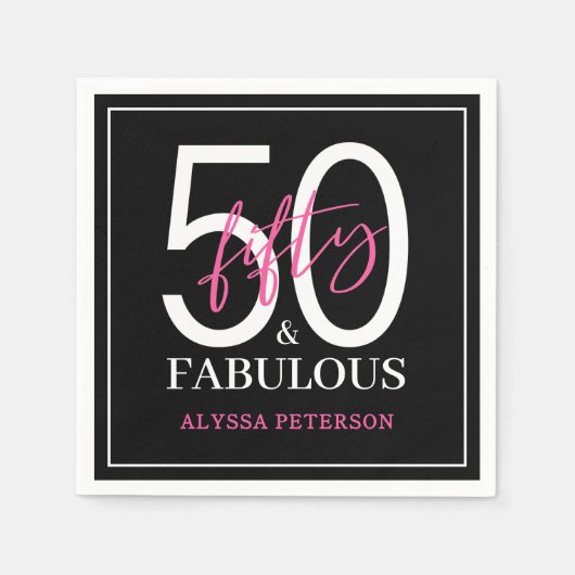Vijftig en Fabulous Script 50ste verjaardag Servet (Voorkant)