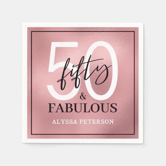 Vijftig en Fabulous Script 50ste verjaardag Servet (Voorkant)
