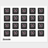 Vijftig en Fabulous Script 50ste verjaardag Vierkante Sticker (Vel)