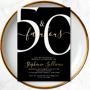 Vijftig en Fabulous Script 50ste verjaardagsfeestj Folie Uitnodiging