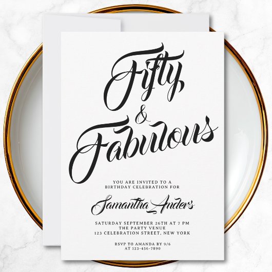 Vijftig en Fabulous Script 50ste verjaardagsfeestj Kaart