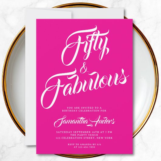 Vijftig en Fabulous Script 50ste verjaardagsfeestj Kaart
