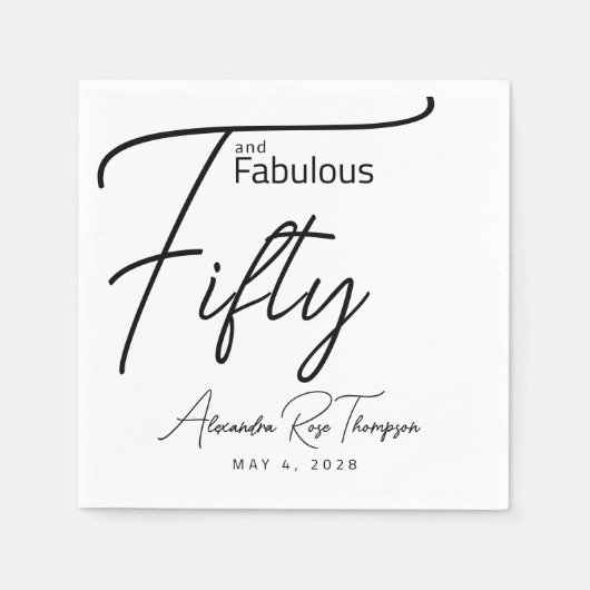Vijftig en Fabulous Script 50ste verjaardagsfeestj Servet (Voorkant)
