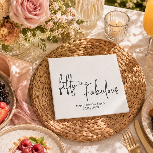 Vijftig en Fabulous Script 50ste verjaardagsfeestj Servet