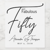 Vijftig en Fabulous Script 50ste verjaardagsfeestj Wijn Etiket (Enkel label)