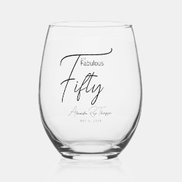 Vijftig en Fabulous Script 50ste verjaardagsfeestj Wijnglas Zonder Voet