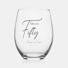 Vijftig en Fabulous Script 50ste verjaardagsfeestj Wijnglas Zonder Voet