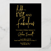 Vijftig en Fabulous Script 50ste verpartij Folie Uitnodiging (Voorkant)