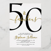 Vijftig en Fabulous Script 50ste verpartij Folie Uitnodiging (Voorkant)