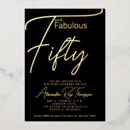 Vijftig en Fabulous Script 50ste verpartij Folie Uitnodiging