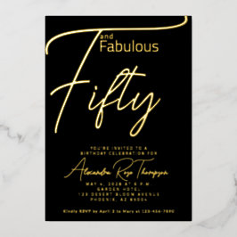 Vijftig en Fabulous Script 50ste verpartij Folie Uitnodiging
