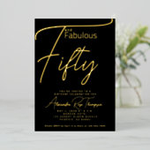Vijftig en Fabulous Script 50ste verpartij Folie Uitnodiging (Staand Voorkant)