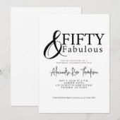 Vijftig en Fabulous Script 50ste verpartij Kaart (Voorkant / Achterkant)