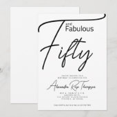 Vijftig en Fabulous Script 50ste verpartij Kaart (Voorkant / Achterkant)
