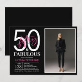 Vijftig en Fabulous Script Foto 50ste verjaardag Kaart (Voorkant / Achterkant)