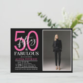 Vijftig en Fabulous Script Foto 50ste verjaardag Kaart (Staand voorkant)
