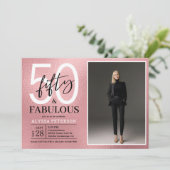 Vijftig en Fabulous Script Foto 50ste verjaardag Kaart (Staand voorkant)
