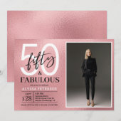 Vijftig en Fabulous Script Foto 50ste verjaardag Kaart (Voorkant / Achterkant)