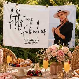 Vijftig en Fabulous Script Foto 50ste verjaardag Spandoek