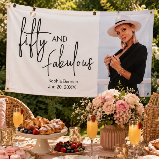 Vijftig en Fabulous Script Foto 50ste verjaardag Spandoek