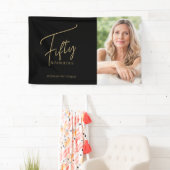 Vijftig en Fabulous Script Foto 50ste verjaardag Spandoek (Insitu)