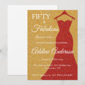 Vijftig en Fabulous Script Goud Rood Wit 50ste Kaart (Voorkant / Achterkant)