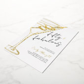 Vijftig en Fabulous Script Lijn Kunst Goud Folie Uitnodiging (Gedraaid)