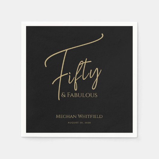 Vijftig en Fabulous Script Naam Datum 50ste verjaa Servet (Voorkant)