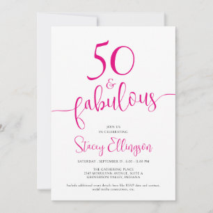 Vijftig en Fabulous Script Roze 50ste Verjaardagsf Kaart