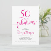 Vijftig en Fabulous Script Roze 50ste Verjaardagsf Kaart (Staand voorkant)