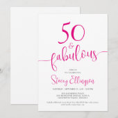 Vijftig en Fabulous Script Roze 50ste Verjaardagsf Kaart (Voorkant / Achterkant)