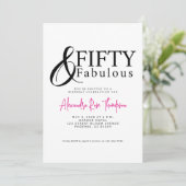 Vijftig en Fabulous Script Roze 50ste Verjaardagsf Kaart (Staand voorkant)
