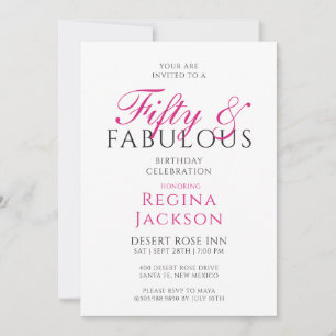 Vijftig en Fabulous Script Roze 50ste Verjaardagsf Kaart